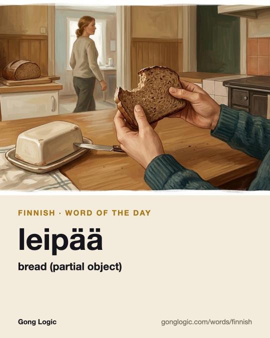 The Finnish word leipää, illustrated