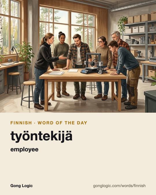 The Finnish word työntekijä, illustrated