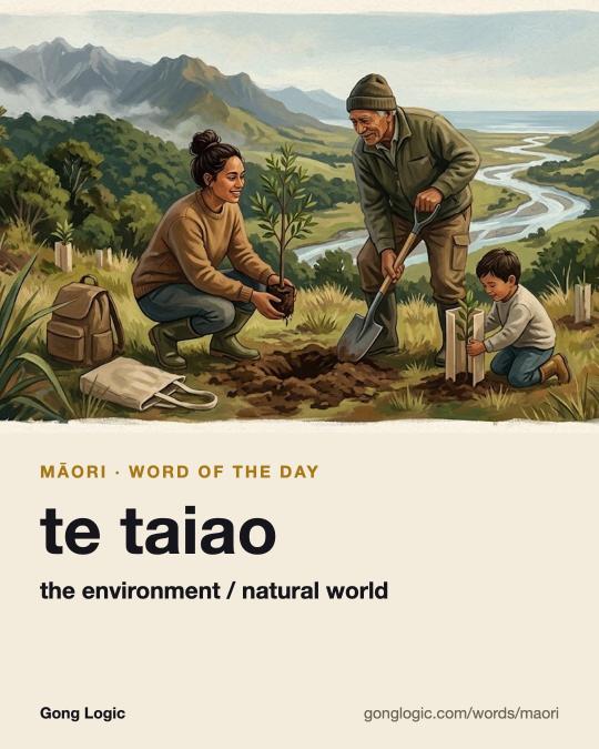 The Māori word te taiao, illustrated