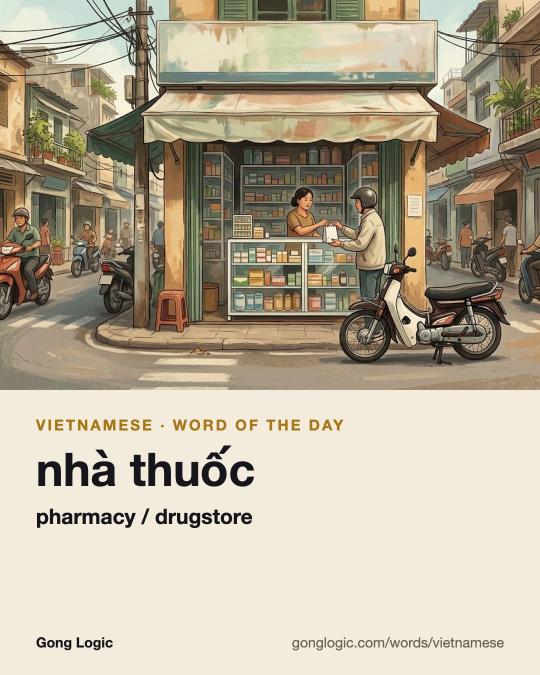 The Vietnamese word nhà thuốc, illustrated