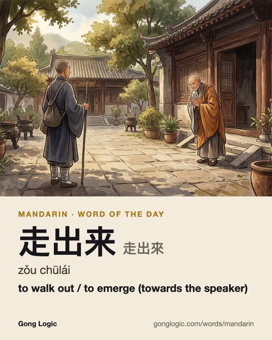 The Mandarin word 走出来, illustrated